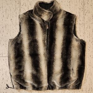 Sean John Faux Chinchilla Fur Reversible Heavyweight Winter Vest Vintage Y2K